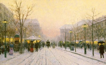 Chutes de neige à Paris Thomas Kinkade Peinture à l'huile